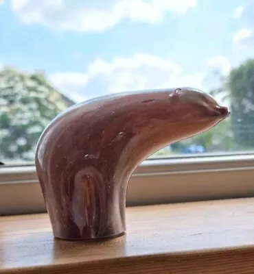 Buy Vintage 70's Wedgwood Glass Polar Bear Paperweight Rare Colour - Brown/Grey • 28£
