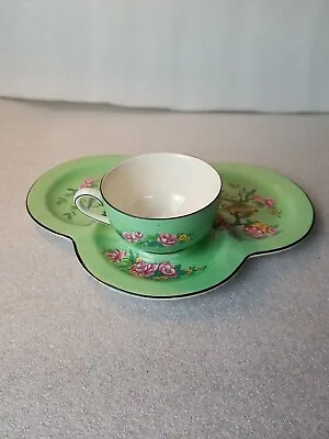 Buy Vintage Crown Ducal Ware England Green Birds/Flowers Cup And Saucer Set *READ* • 28.41£