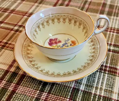 Buy Ansley Tea Cup & Saucermulti Color Flowers Gold Trim Bone China England • 9.47£