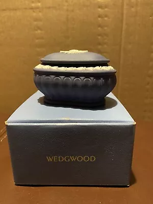 Buy Vintage Wedgewood Dark Blue Jasperware Kidney Shaped Trinket Box. New In Box • 12.50£