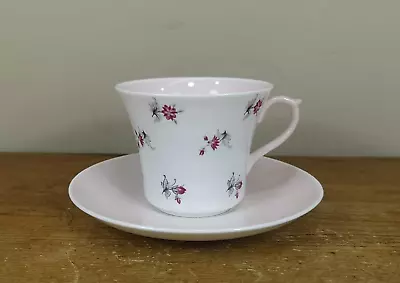 Buy Pretty Shelley Fine Bone China Pink Cup And Saucer With Floral Sprigs 137179 • 22.50£