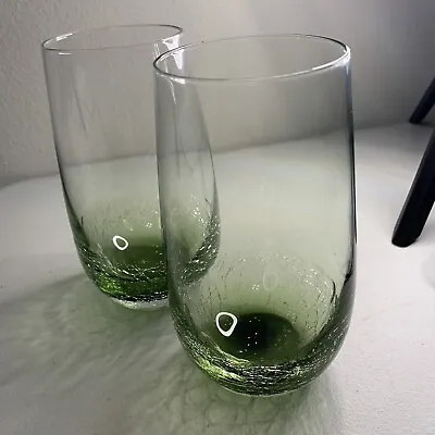 Buy Pier1 Discontinued Set Of 2 Crackle Tumblers Glasses Blown Glass • 28.45£