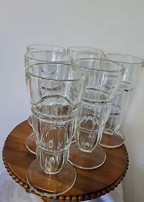 Buy Vintage   Indiana  Fountain Glasses Heavy   Clear Glass With Green Hue (Set 6) • 53.12£