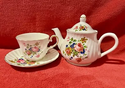 Buy Vintage Arthur Wood & Son England Staffordshire Teapot #6453 + Cup Saucer • 38.42£