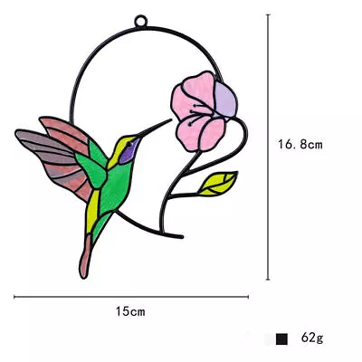 Buy Multicolor Bird Stained Glass Window  Balcony Home Hanging Outdoor Decor Chain • 9.59£