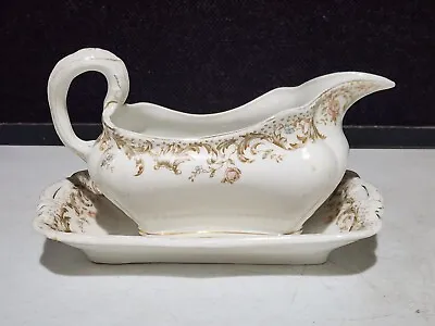 Buy Antique John Maddock & Sons Royal Vitreous Gravy Boat And Underplate England • 23.61£