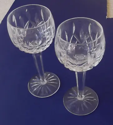 Buy Pair Of Waterford Crystal  Lismore  Hock Wine Glasses - 7-3/8  Tall - Old Mark • 64.65£