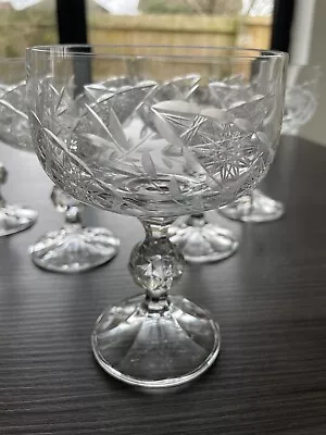 Buy Stuart Crystal Cut Glass Champagne Coupes X 6 Vintage Retro • 28£