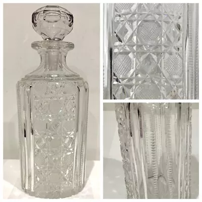 Buy Beautiful Belgian Antique Oval Cut Glass Decanter Hobnail Panels • 29.75£