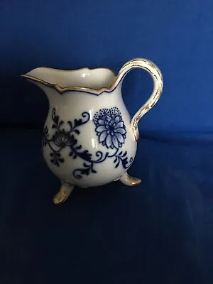 Buy Antique Meissen  Blue Onion  On Three Scroll Feet  Jug 4 Inches - Excellent • 19.99£