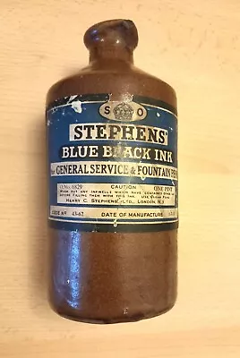 Buy Vintage, Stephens Blue Black Ink, Bourne Denby Stoneware, Container, C1959 • 5£