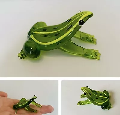 Buy Small Handmade Spotted Green Frog Lampwork Glass Animal Figure • 6.49£