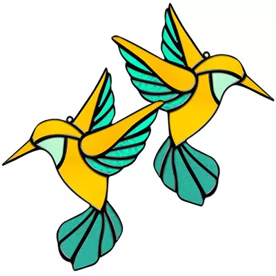 Buy Stained Glass Birds Window Hangings - Set Of 2 • 11.35£