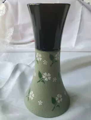 Buy Art Nouveau Lovatt Langley Daisy Vase  Stoneware Green  Black 21 Cms Tall • 15£