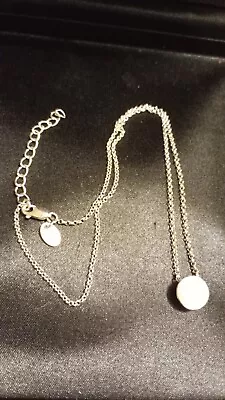 Buy M&S Vintage 925 Necklace & Pendant, Petite Round White Glass Setting Late 20th C • 5.10£
