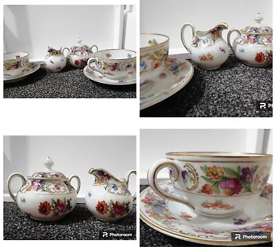 Buy Vintage Dresden Schumann Bone China 2 X Cups Saucers Milk Jug Sugar Bowl Floral • 220£
