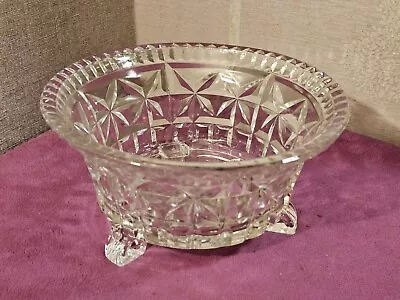 Buy Vintage Cut Glass Deep-Sided Bowl Raised On 3 Feet - For Trifle Or Similar • 3.99£