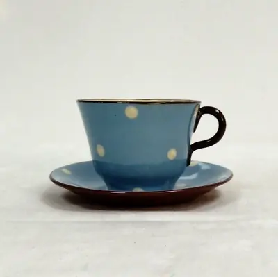 Buy Babbacombe Pottery, Torquay.  VIntage Blue & White Spot Cup & Saucer.  -E42 • 12£