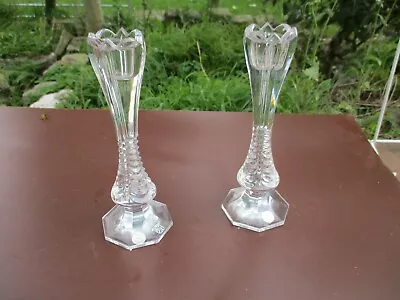 Buy A Pair Of Bohemian Czech Hand Cut Glass Candlesticks - Holders  With Labels • 10.99£