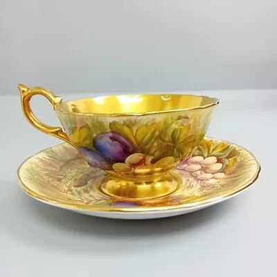 Buy Aynsley Orchard Fruit Tea Cup Saucer C746 D Jones Gold Inside China Vintage -CP • 10.50£