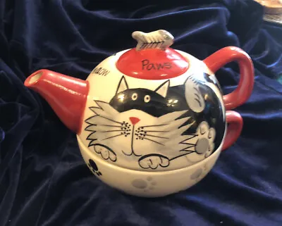 Buy Price & Kensington Pristine Pottery Cat Paws For Tea For One Teapot & Cup VGC! • 10£