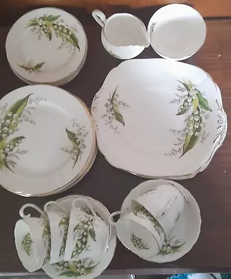 Buy VINTAGE ADDERLEY FINE ENGLISH BONE CHINA TEA SERVICE - LILY OF THE VALLEY X26 • 79.95£