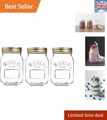 Buy Elegant 0.5L Round Glass Jars With Screw Top Lids - Set Of 3 For Freshness • 27.99£