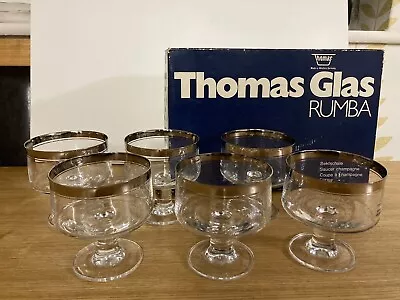 Buy Art Deco Thomas Rumba Sektschale/  Champagne Glasses Silver Rim X6 • 17.99£