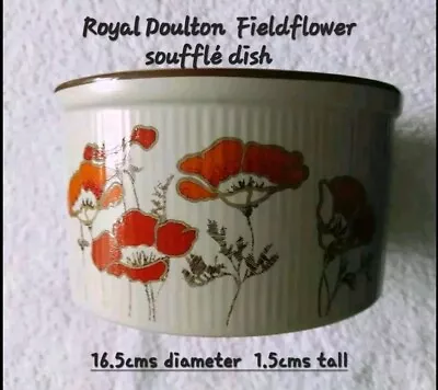 Buy Vintage Lambethware Royal Doulton Fieldflower Soufflè Dish/Deep Round Dish • 15£