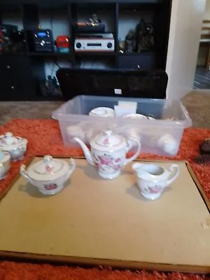 Buy Pretty Vintage Aladdin Fine China Teapot,Sugar Bowl And Milk Jug,Pink Flowers • 12£