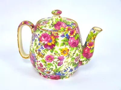 Buy Royal Winton Summertime Teapot Floral Chintz Gold Trim - T1 P762 • 5.95£