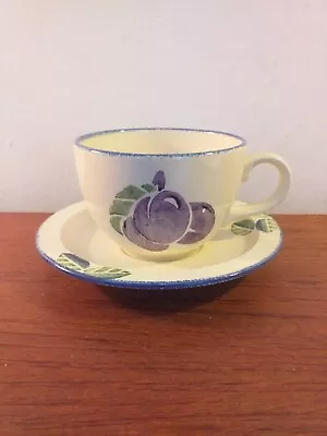 Buy Studio Poole Pottery Dorset Fruit PLUMS, X Large Cup And Saucer • 20£