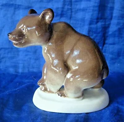 Buy Vintage Bear Lomonosov USSR Russian Porcelain Crouching Brown Bear Figurine 4  • 15.43£