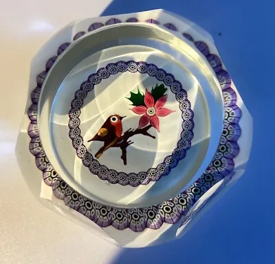 Buy Caithness Christmas Robin And Poinsettia Glass Paperweight Limited Colin Terris • 76£