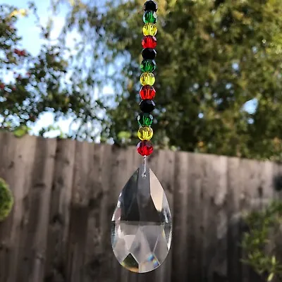 Buy New Glass Hanging Sun Catcher Mobile ~ Rasta Colour ~ Garden Or Home ~ Red Green • 3£