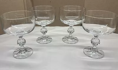 Buy Set 4 Import Assoc Bohemia Champagne Glasses Faceted Ball Stem 5 3/4  • 14.17£