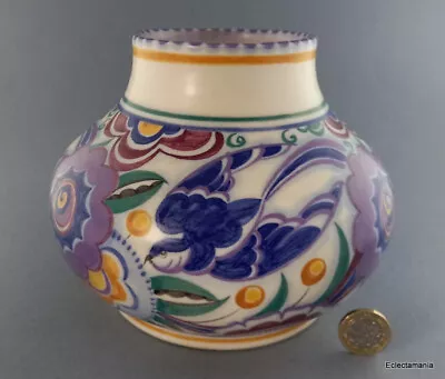 Buy Poole Pottery  BLUEBIRD  Art Deco Vase - Truda Adams Design #424 • 45£