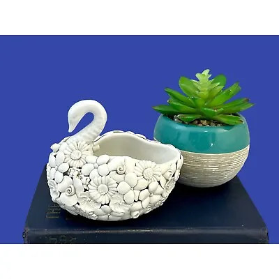 Buy Vintage Swan Planter, Ardalt Fiori Bianco, Italian Pottery, White Ceramic • 55.03£