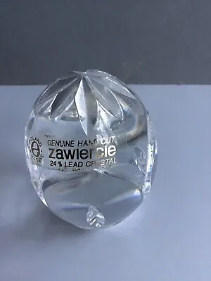 Buy Beautiful 24% Lead Crystal Cut Egg Shaped Paper Weight By Zawiercie Poland • 10£