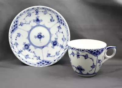 Buy Royal Copenhagen China Blue Fluted Half Lace Cup & Saucer (s) #756 • 37.89£