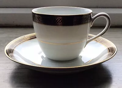 Buy Noritake Vintage China White, Gold & Black Coffee Cup & Saucer Regent 5681 VGC • 6£