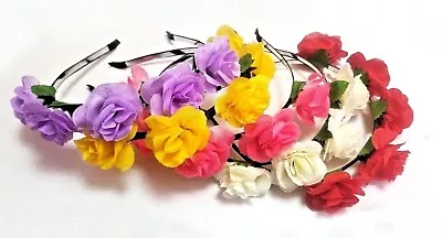 Buy Girl Floral Crown Rose Flower Headband Hairband Wedding Hair Garland Headpiece • 3.49£