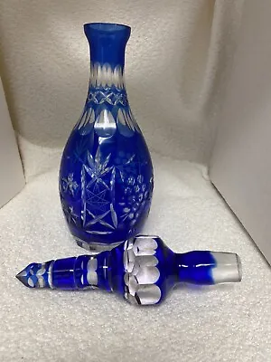 Buy Antique-bohemian  Crystal -cobalt Blue, Cut To Clear Wine Glasses And Decanter- • 213.46£
