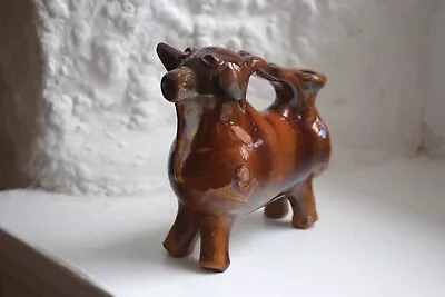 Buy RARE Vintage Cuenca Red Clay Pottery Bull Cow Creamer, Treacle Glaze Milk Pourer • 36£