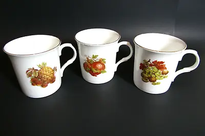 Buy 3 Vintage Crown Trent Fine Bone China Mugs Fruit Nuts Cup Staffordshire England • 17.34£