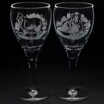 Buy Rough Collie Dog Crystal Wine Glass - Hand Etched/Engraved Gift • 17.99£