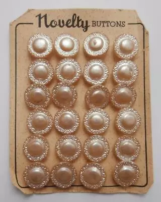 Buy BNWOT Vintage 1930's Art Deco Card Of 24 Small Pearlised Glass Buttons Deadstock • 17.50£