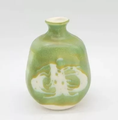 Buy Vintage Green & White Swirled  Aviemore Potteries Scotland Studio Bud Weed Vase • 31.38£