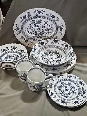 Buy 16 Pieces Vintage Classic J & G MEAKIN Blue Nordic English Ironstone Dinnerware • 94.71£