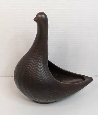 Buy Vintage HH Norway 9180 Brown Norwegian Norway Art Pottery Bird Dove Vase Planter • 52.74£